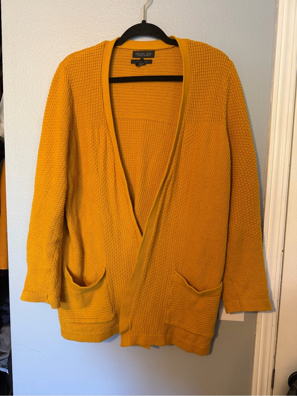 Rachel Zoe Golden Yellow Open-Front Knit Cardigan